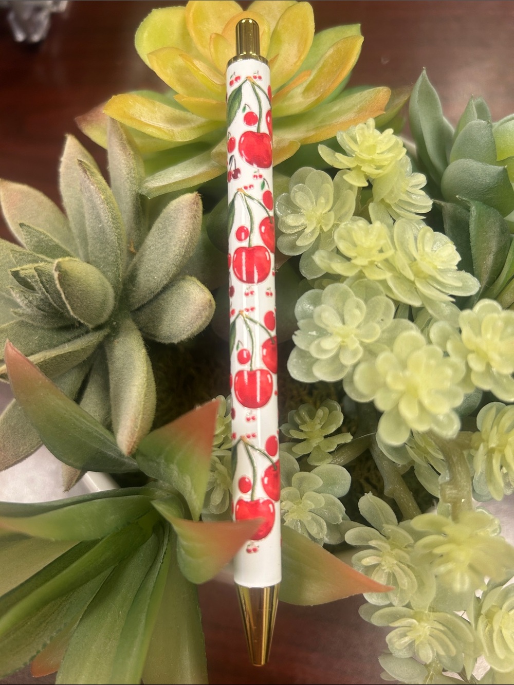 Handmade Wrapped Cherry Design Ballpoint Click Pen